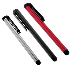 3 x Stylet en Argent/Noir/Rouge pour Les �crans Tactiles de Tablettes et les Smartphones (iPhone, iPad, Samsung, Motorola, LG, HTC, Blackberry)