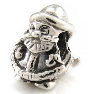 Petite Santa Claus 925 Sterling Silver Authentic Ohm Christmas Charm Bead fits European Charm Bracelet