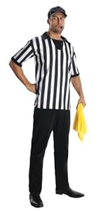 Referee Halloween Costume (Shirt, Hat, Flag & Whistle): Adult Men Size XL 40-42