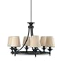 Royce Lighting RLCH204/6-43 Outdoor Six-Light Chandelier Dark Wood with Beige Weather Resistant Shades