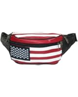 Genuine Leather USA Flag Fanny Pack, Stars & Stripes Waist Bag for Everyday Use