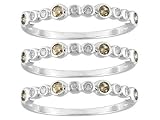 10KT WG .50CTW WHITE AND CHAMPAGNE DIAMOND RING SET OF 3