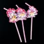 (48) Pink Tropical Flower Luau Lei Straws