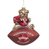 Mississippi State Bulldogs NCAA Glass Mascot Football Ornament (6)