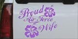 5in X 5.8in Purple -- Proud Air Force Wife Hibiscus Flowers Military Car Window Wall Laptop Decal Sticker