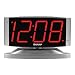 SHARP Home LED Digital Alarm Clock â€“ Swivel Base - Outlet Powered, Simple Operation, Alarm, Snooze, Brightness Dimmer, Big Red Digit Display, Silver Case