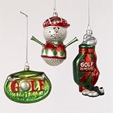 3 Glass Painted Golf Christmas Ornament