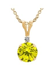 0.82 Ct Round Canary Diamond White Diamond 14K Yellow Gold Pendant