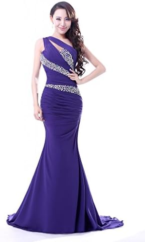 Balllily Women's Long Formal Cocktail Prom Party Evening Dress Size 16 Violet