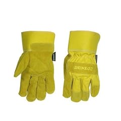 Dunlop 360131 Profi Arbeitshandschuhe Gr. L, Leder & Baumwolle, gelb, Cat 2 zertifiziert EN 388/ 3113