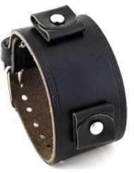 Nemesis #LHST Wide Black Leather Cuff Watch Band