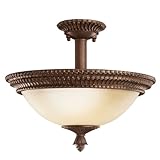 Kichler Lighting 10813TZG 1-Light 55-Watt Larissa Fluorescent Semi-Flush Mount Ceiling Light, Tannery Bronze