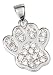 Sterling Silver 16x17mm Pave Cubic Zirconia Paw Print Pendant.