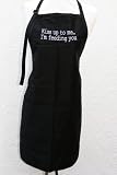 Black Kiss up to Me, I'm Feeding You Embroidered Apron