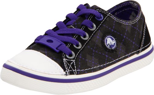 Crocs Hover Argyle Lace-Up Sneaker (Toddler/Little Kid/Big Kid),Black/Ultraviolet,5 M US Big Kid/ 7 M US Women's