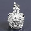 Crown-Shaped Pendant with Clear Crystals - Sterling Silver - Size: 24mm