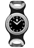 Women's Black Dial Black Shiny Leather