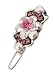 Michal Negrin Silver Coating Hair Clip with Hand-painted Flower Center, White and Pink Swarovski Crystals - Victorian Style, Made in Israel