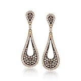 1.05ct t.w. Brown, White Diamond Earrings In Gold. Drop Earrings