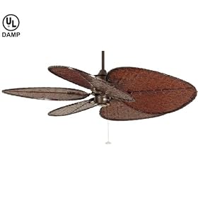 Fanimation Fans FP320RS 52 Islander Tropical Indoor Rust Ceiling Fan w  Light and ISD1A... by Fanimation