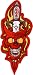 Evil Red Skull Laughing with a 666 Sword, Flames & Blood - Embroidered Iron On or Sew On Patch