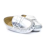 Trumpette Metallic Baby Mocs - Silver, 18-24 Months