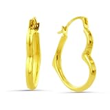 14k Yellow Gold Heart Shape Hoop Earring