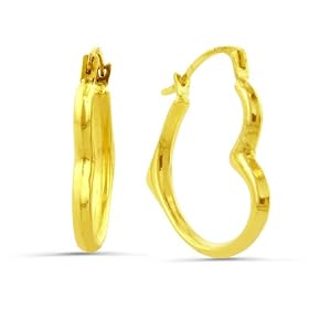 14k Yellow Gold Heart Shape Hoop Earring