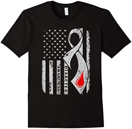 Men's Diabetes Awareness Ridbon Flag T-Shirt - Support Diabetic 3XL Black