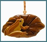 Hawaiian Wood Christmas Ornament Frog Lilly Pad
