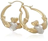 9ct Two Tone Gold AMC5137918 Ladies Cladagh Creole Earrings