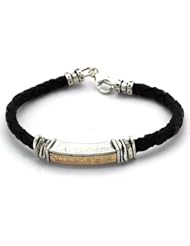 Black Leather Bracelet for Women with Priestly Blessing in Hebrew