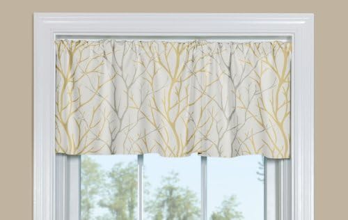 Contempo Curtains Alberi Toffee Brown Tree Branch Kitchen Valance - 50-Inch by 14-Inch
