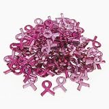 50 Adhesive Plastic Pink Ribbon Jewels
