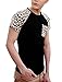 uxcell Men Round Neck Color Block Leopard Prints Raglan Sleeves T-Shirt Brown 40