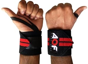 AQF Power Weight Lifting Wrist Wraps Supports Gym Training Fist Straps BLACK