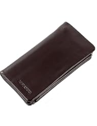 Apparel: Mens Genuine Leather Purse Long Organizer Wallet Clutch with Credit Card Holder (tapestry red)