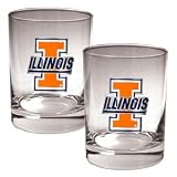 Illinois Fighting Illini 2 Piece Rocks Glass Set NCAA College Athletics