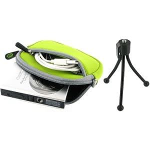 Neoprene Sleeve Case (Neon Green) and Spider Tripod for Fujifilm FinePix Z35 Digital Camera Blue