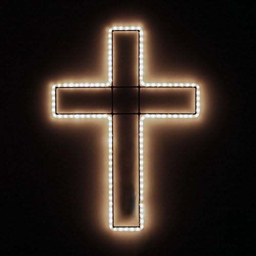 LED Lighted Christian Cross Crucifix Rope Light Display White