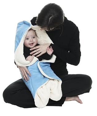 Wallaboo Fleece Lined Wrapper - Soft Blue