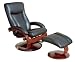 Luxury Black Leather Swivel Recliner w/ Ottoman