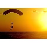 Parachute (Pararescueman over Ocean, Sunset) Art Poster Print - 11x17