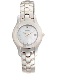 Seiko Womens SXDB76 Rose Gold Finish White Mother Of Pearl Dial Dress Watch