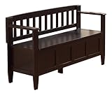 Simpli Home Brooklyn Entryway Storage Bench, 48"W, Dark Coffee Brown