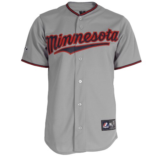 MLB Men's Minnesota Twins Francisco Liriano Grey Short Sleeve 6 Button Synthetic Replica Baseball Jersey Spring 2012  (Grey, Large)