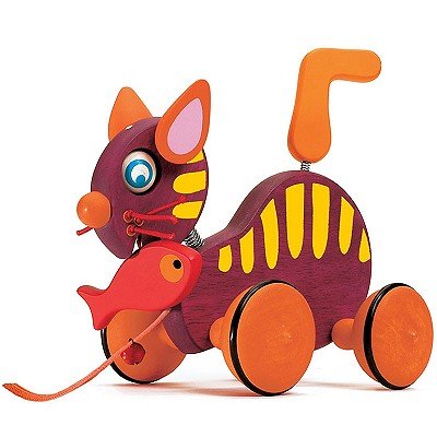 Childrens Toyshop  Toys : Pull Along Wooden Cat