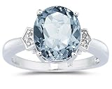 4.50 Oval Cut Aquamarine & Diamond Ring in White Gold