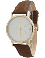 Womens Geneva Anchor Style Leather Watch - Brown