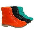 STIEFELETTE MIT BLOCKABSATZ IN WILDLEDER OPTIK DAMEN STIEFELETTE IN VERSCHIEDENEN FARBEN DAMENSCHUH SCHN�RSTIEFEL
